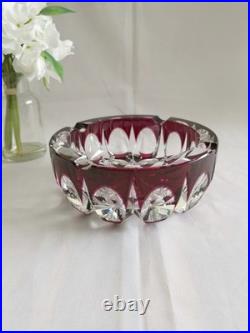Cristal Saint-Louis grand vide-poche cendrier rouge 17cm Ambassadeur mauve