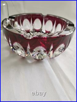Cristal Saint-Louis grand vide-poche cendrier rouge 17cm Ambassadeur mauve
