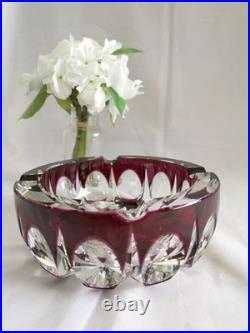 Cristal Saint-Louis grand vide-poche cendrier rouge 17cm Ambassadeur mauve