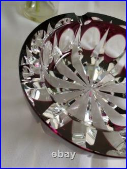 Cristal Saint-Louis grand vide-poche cendrier rouge 17cm Ambassadeur mauve