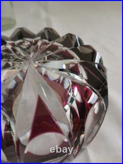 Cristal Saint-Louis grand vide-poche cendrier rouge 17cm Ambassadeur mauve