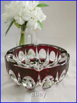 Cristal Saint-Louis grand vide-poche cendrier rouge 17cm Ambassadeur mauve