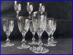 Cristal St Louis 9 Verres A Vin Blanc Massenet Pied Taillé Etoile (A8)