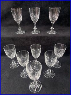 Cristal St Louis 9 Verres A Vin Blanc Massenet Pied Taillé Etoile (A8)