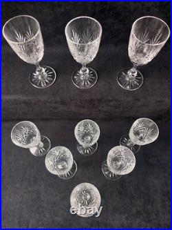 Cristal St Louis 9 Verres A Vin Blanc Massenet Pied Taillé Etoile (A8)