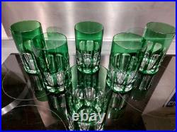 Cristal St Louis Doublé 6x Chopes Verre Modèle Djerbre Rabat Couleur Vert 13cm