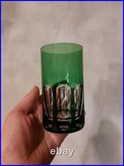 Cristal St Louis Doublé 6x Chopes Verre Modèle Djerbre Rabat Couleur Vert 13cm