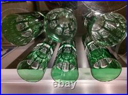 Cristal St Louis Doublé 6x Chopes Verre Modèle Djerbre Rabat Couleur Vert 13cm