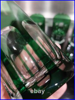 Cristal St Louis Doublé 6x Chopes Verre Modèle Djerbre Rabat Couleur Vert 13cm