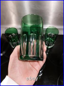 Cristal St Louis Doublé 6x Chopes Verre Modèle Djerbre Rabat Couleur Vert 13cm