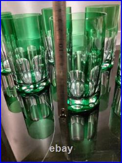 Cristal St Louis Doublé 6x Chopes Verre Modèle Djerbre Rabat Couleur Vert 13cm