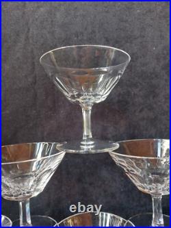 Cristal St Louis Service de 6 Coupes A Champagne Signées Facettes Lot1(A6)