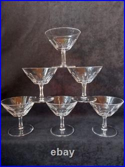 Cristal St Louis Service de 6 Coupes A Champagne Signées Facettes Lot2(A6)