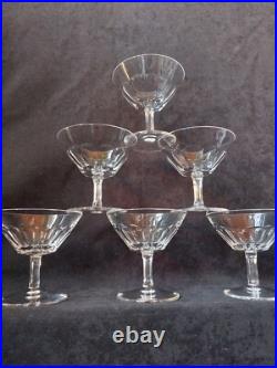 Cristal St Louis Service de 6 Coupes A Champagne Signées Facettes Lot2(A6)