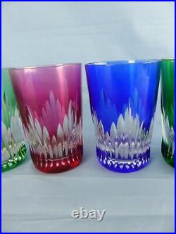 Cristal de SAINT-LOUIS lot de 6 chopes verres modèle ORLEANS couleurs doublés