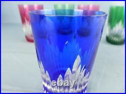 Cristal de SAINT-LOUIS lot de 6 chopes verres modèle ORLEANS couleurs doublés