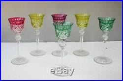 Cristal de Saint Louis 6 verres couleur signés
