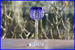 Cristal de Saint Louis Roemer 6 Verres à vin du Rhin Riesling Rouge & bleu