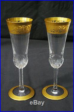 Duo 2 flûtes à champagne en cristal de St Louis modèle Thistle (chardons)