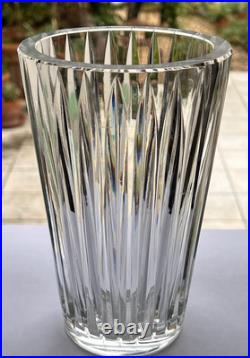 ELEGANT VASE VINTAGE XXe H 20 cm CRISTAL DE SAINT LOUIS TAILLE DE COTES DROITES