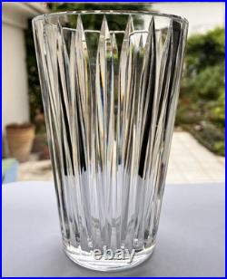 ELEGANT VASE VINTAGE XXe H 20 cm CRISTAL DE SAINT LOUIS TAILLE DE COTES DROITES