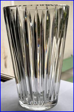 ELEGANT VASE VINTAGE XXe H 20 cm CRISTAL DE SAINT LOUIS TAILLE DE COTES DROITES