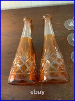 Ensemble de 11 verres et 2 carafons en cristal de Saint Louis (prix du lot)