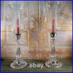 Exceptionnel Paire de Bougeoirs Cristal Gravé saint Louis Décors Dauphin Royal