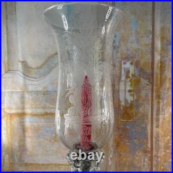 Exceptionnel Paire de Bougeoirs Cristal Gravé saint Louis Décors Dauphin Royal