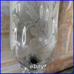 Exceptionnel Paire de Bougeoirs Cristal Gravé saint Louis Décors Dauphin Royal