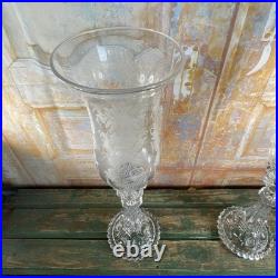 Exceptionnel Paire de Bougeoirs Cristal Gravé saint Louis Décors Dauphin Royal