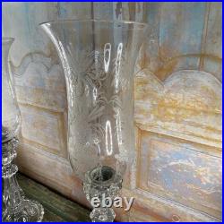 Exceptionnel Paire de Bougeoirs Cristal Gravé saint Louis Décors Dauphin Royal