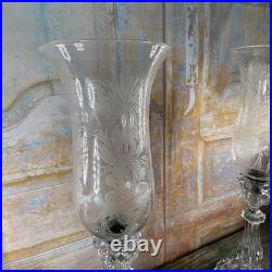 Exceptionnel Paire de Bougeoirs Cristal Gravé saint Louis Décors Dauphin Royal