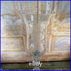 Exceptionnel Paire de Bougeoirs Cristal Gravé saint Louis Décors Dauphin Royal