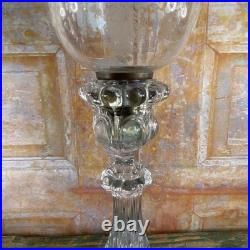 Exceptionnel Paire de Bougeoirs Cristal Gravé saint Louis Décors Dauphin Royal