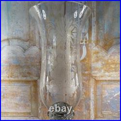 Exceptionnel Paire de Bougeoirs Cristal Gravé saint Louis Décors Dauphin Royal