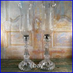 Exceptionnel Paire de Bougeoirs Cristal Gravé saint Louis Décors Dauphin Royal