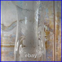 Exceptionnel Paire de Bougeoirs Cristal Gravé saint Louis Décors Dauphin Royal