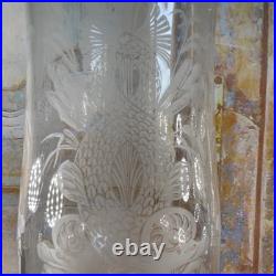 Exceptionnel Paire de Bougeoirs Cristal Gravé saint Louis Décors Dauphin Royal
