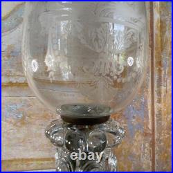 Exceptionnel Paire de Bougeoirs Cristal Gravé saint Louis Décors Dauphin Royal