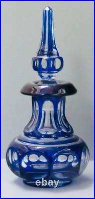 Flacon Cristal Saint-louis Overlay Bleu Xix° Siècle