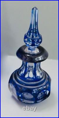 Flacon Cristal Saint-louis Overlay Bleu Xix° Siècle