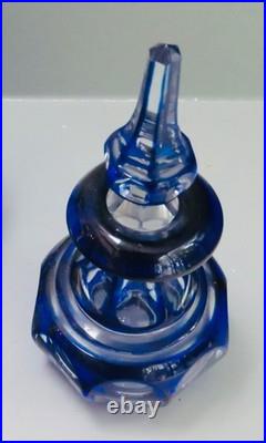 Flacon Cristal Saint-louis Overlay Bleu Xix° Siècle