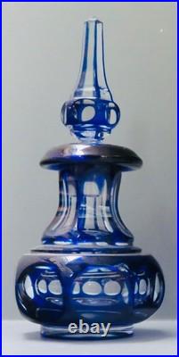 Flacon Cristal Saint-louis Overlay Bleu Xix° Siècle