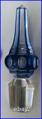 Flacon Cristal Saint-louis Overlay Bleu Xix° Siècle