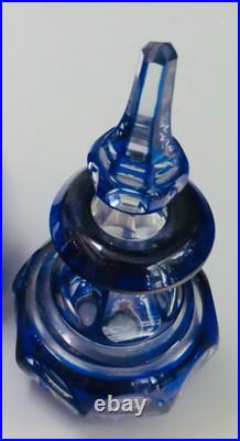 Flacon Cristal Saint-louis Overlay Bleu Xix° Siècle