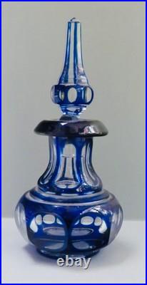 Flacon Cristal Saint-louis Overlay Bleu Xix° Siècle