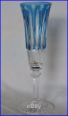 Flute A Champagne En Cristal De St Louis Tommy Estampille Couleur Bleu Clair