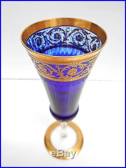 Flûte champagne cristal Saint-Louis bleu cobalt Thistle chardon
