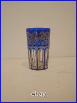 Goblet à thé en cristal bleu or Saint Louis Rabat dorure peinte non gravé